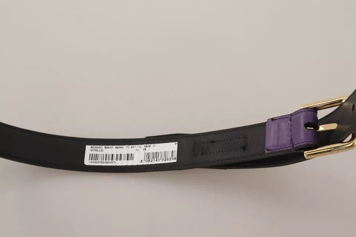  - Dolce & Gabbana Purple Leather Gold Logo Engraved Metal Buckle Belt - BEL8663 - 85 - Ask Me Wear