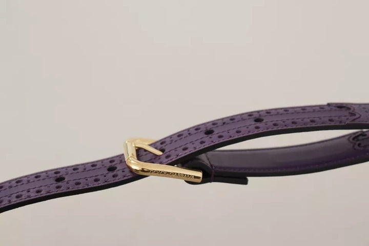  - Dolce & Gabbana Purple Leather Gold Logo Engraved Metal Buckle Belt - BEL8663 - 85 - Ask Me Wear