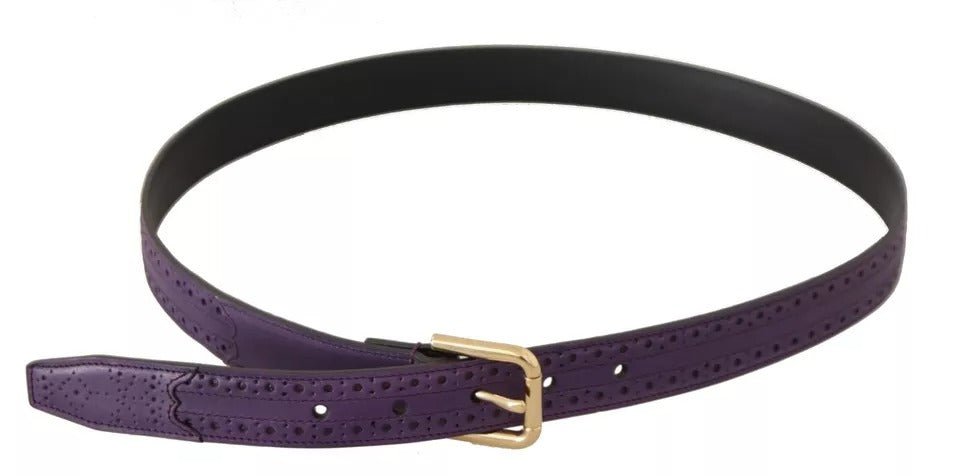  - Dolce & Gabbana Purple Leather Gold Logo Engraved Metal Buckle Belt - BEL8663 - 85 - Ask Me Wear