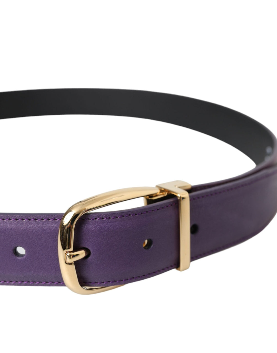  - Dolce & Gabbana Purple Leather Gold Metal Buckle Belt Men - BEL9181 - 95 - Ask Me Wear