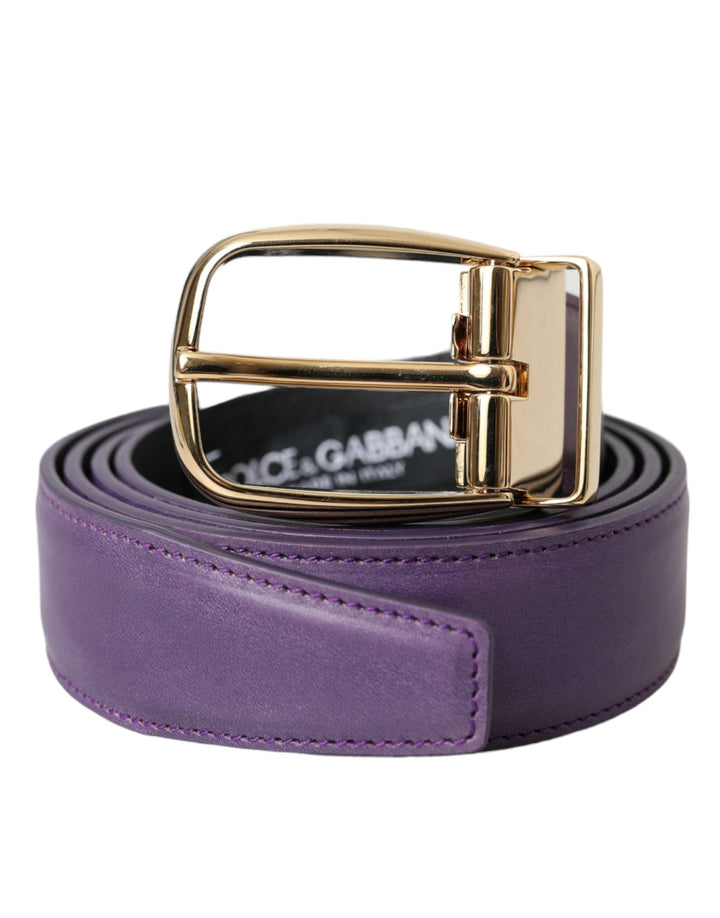  - Dolce & Gabbana Purple Leather Gold Metal Buckle Belt Men - BEL9181 - 95 - Ask Me Wear