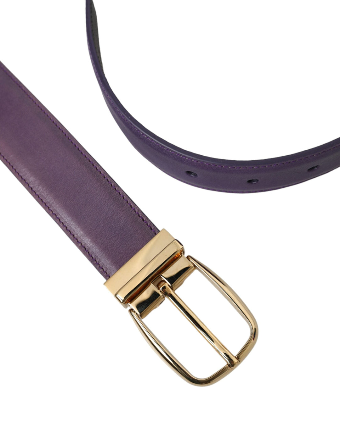  - Dolce & Gabbana Purple Leather Gold Metal Buckle Belt Men - BEL9181 - 95 - Ask Me Wear