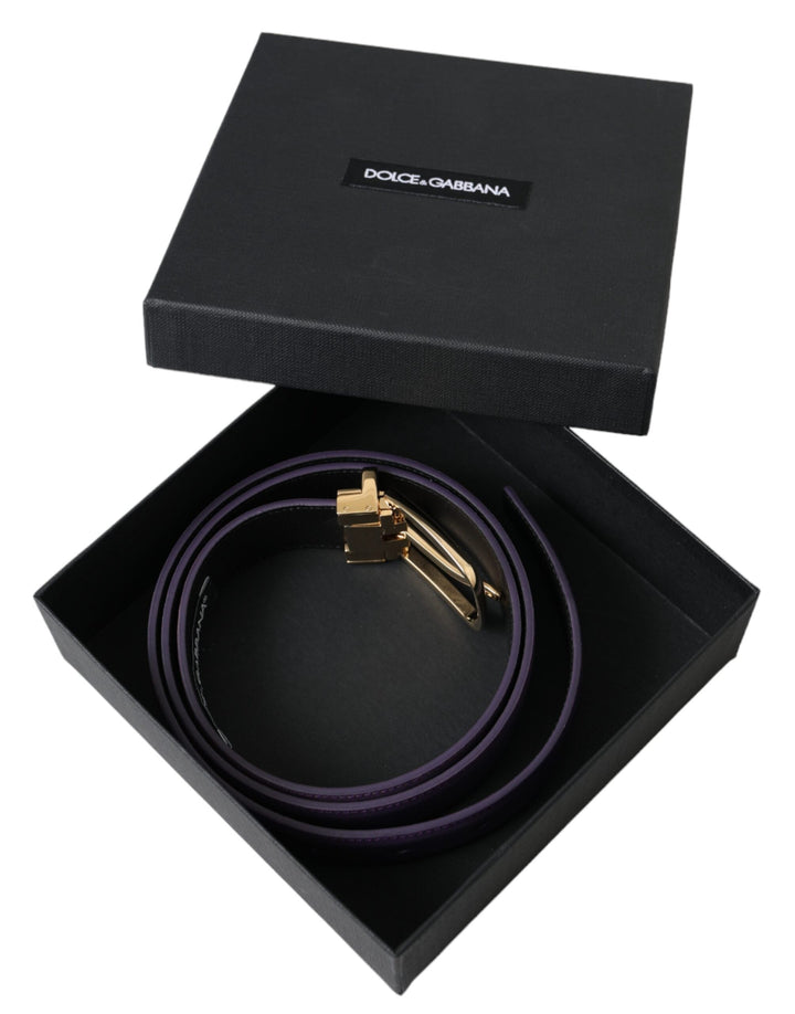  - Dolce & Gabbana Purple Leather Gold Metal Buckle Belt Men - BEL9181 - 95 - Ask Me Wear