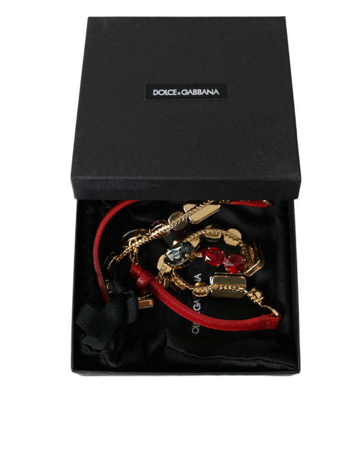  - Dolce & Gabbana Radiant Red Crystal Buckle Waist Belt - WMB349 - S - Ask Me Wear