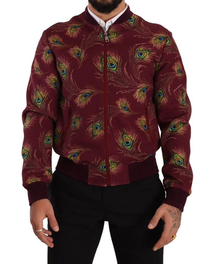  - Dolce & Gabbana Radiant Red Peacock Print Bomber Jacket - JKT3247 - 48 - Ask Me Wear