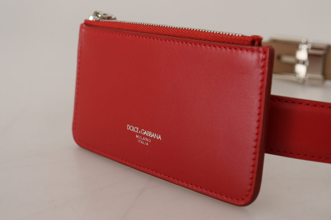  - Dolce & Gabbana Red Airpods Case Coin Purse Silver Buckle Belt - BEL8944 - 75 - Ask Me Wear