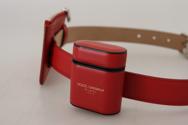  - Dolce & Gabbana Red Airpods Case Coin Purse Silver Buckle Belt - BEL8944 - 75 - Ask Me Wear