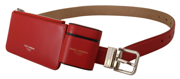  - Dolce & Gabbana Red Airpods Case Coin Purse Silver Buckle Belt - BEL8944 - 75 - Ask Me Wear