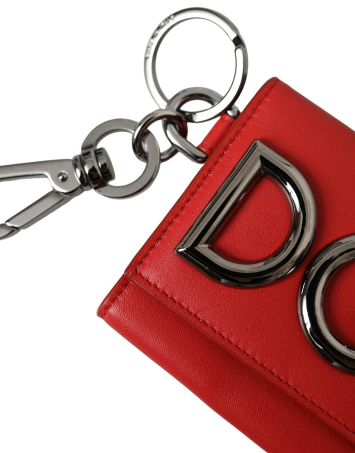  - Dolce & Gabbana Red Calfskin Leather DG Logo Keyring Coin Purse Wallet - SMY10333 - Ask Me Wear