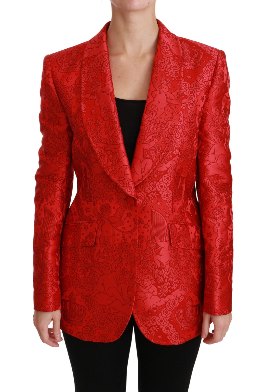  - Dolce & Gabbana Red Floral Angel Pattern Blazer - JKT2563 - 46 - Ask Me Wear