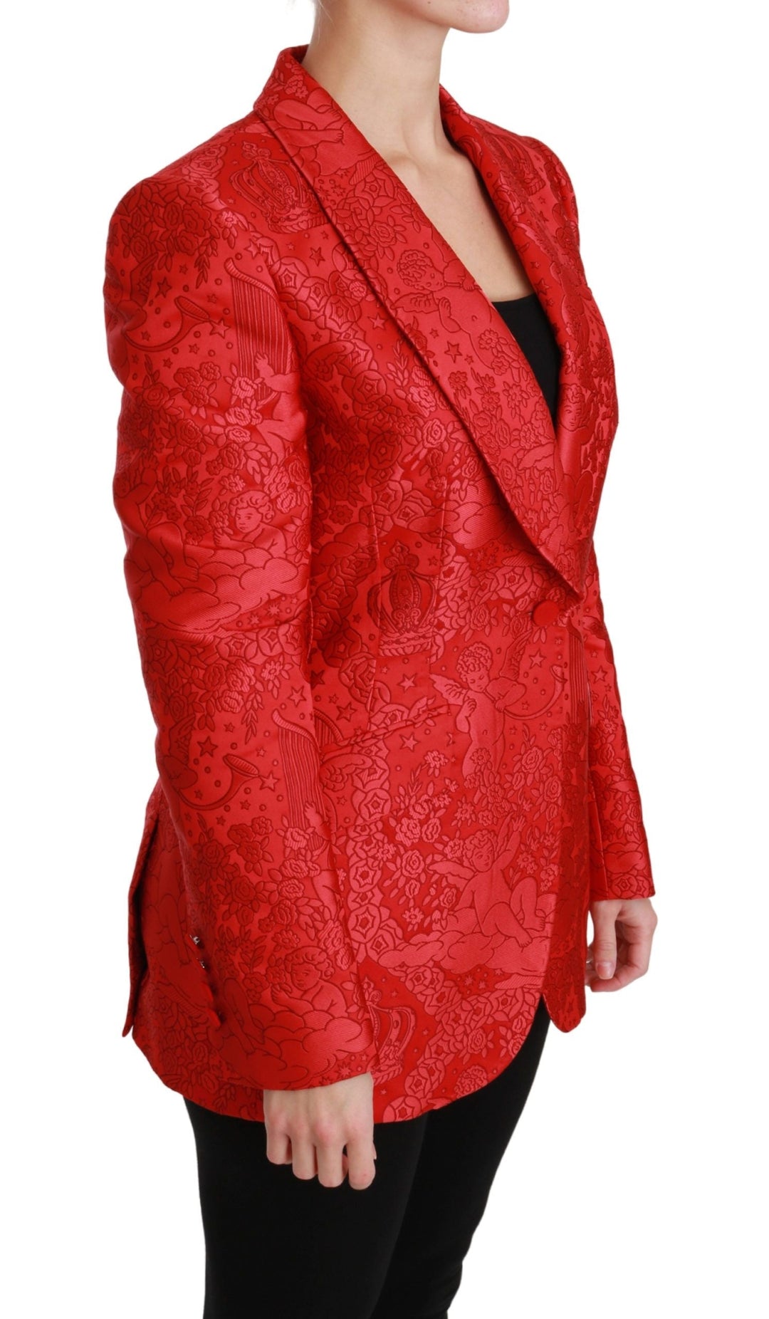  - Dolce & Gabbana Red Floral Angel Pattern Blazer - JKT2563 - 46 - Ask Me Wear