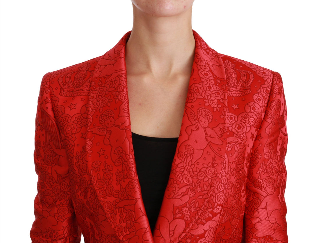  - Dolce & Gabbana Red Floral Angel Pattern Blazer - JKT2563 - 46 - Ask Me Wear