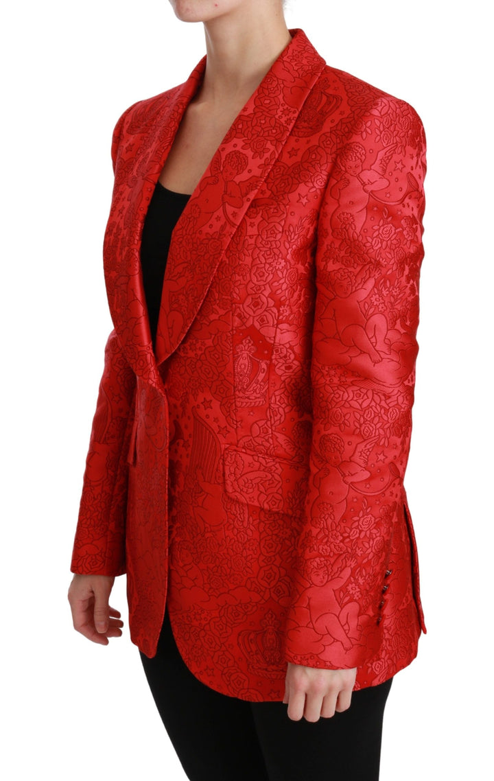  - Dolce & Gabbana Red Floral Angel Pattern Blazer - JKT2563 - 46 - Ask Me Wear