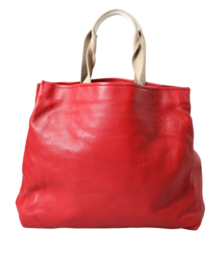  - Dolce & Gabbana Red Leather #DGFamily Patch Shopping Tote Bag - BAG1485 - Ask Me Wear