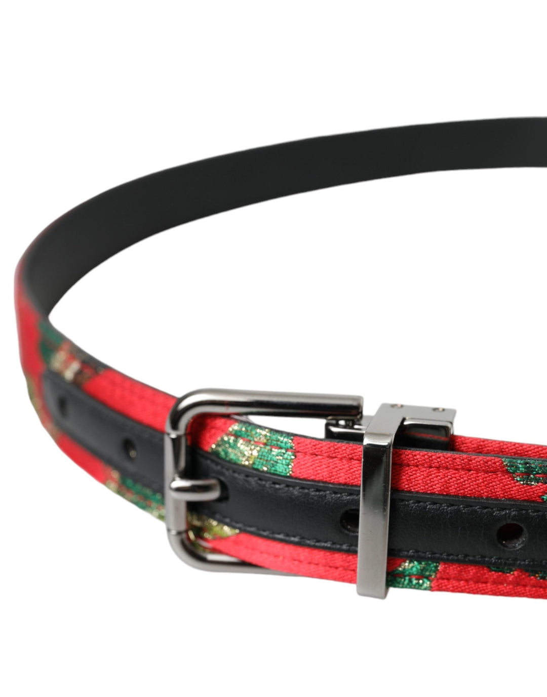  - Dolce & Gabbana Red Leather Jacquard Silver Metal Buckle Belt - BEL9221 - 90 - Ask Me Wear