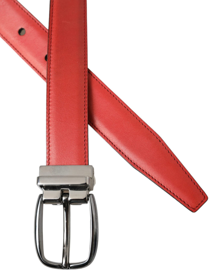  - Dolce & Gabbana Red Leather Silver Metal Buckle Belt Men - BEL9188 - 95 - Ask Me Wear