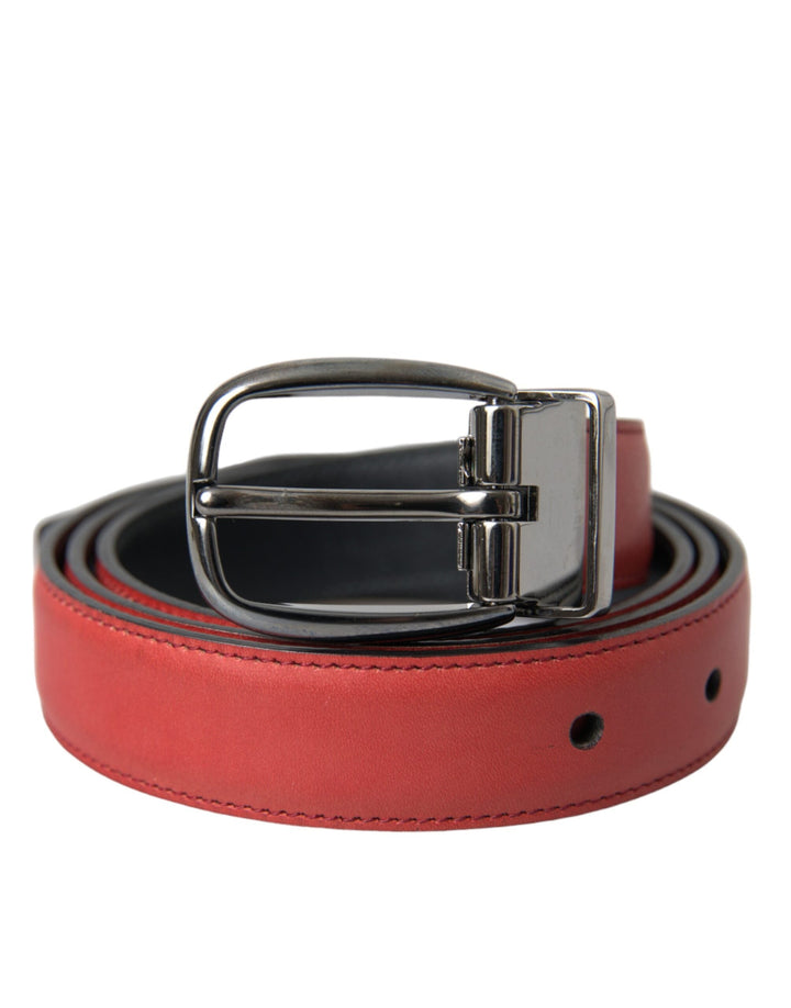  - Dolce & Gabbana Red Leather Silver Metal Buckle Belt Men - BEL9188 - 95 - Ask Me Wear