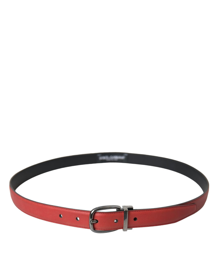  - Dolce & Gabbana Red Leather Silver Metal Buckle Belt Men - BEL9188 - 95 - Ask Me Wear