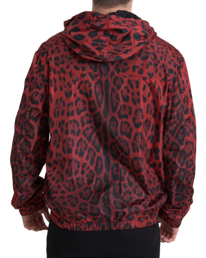  - Dolce & Gabbana Red Leopard Hooded Bomber Jacket - JKT3688 - 48 - Ask Me Wear