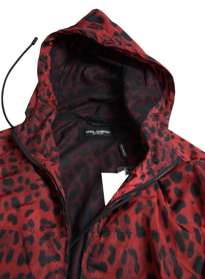  - Dolce & Gabbana Red Leopard Hooded Bomber Jacket - JKT3688 - 48 - Ask Me Wear