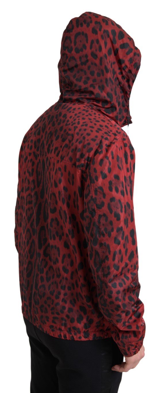  - Dolce & Gabbana Red Leopard Hooded Bomber Jacket - JKT3688 - 48 - Ask Me Wear