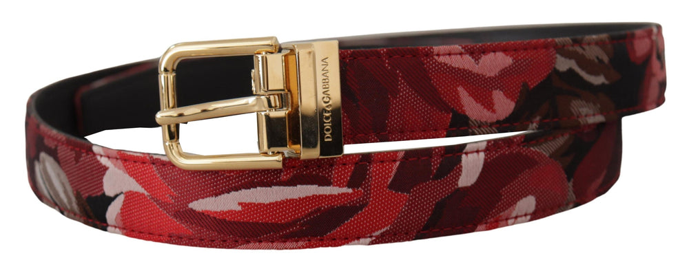  - Dolce & Gabbana Red Multicolor Leather Belt with Gold - Tone Buckle - BEL8419 - 90 - Ask Me Wear