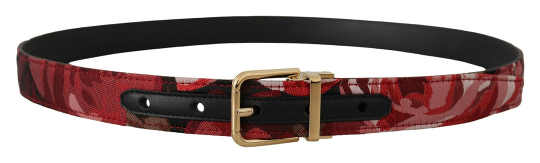  - Dolce & Gabbana Red Multicolor Leather Belt with Gold - Tone Buckle - BEL8419 - 90 - Ask Me Wear