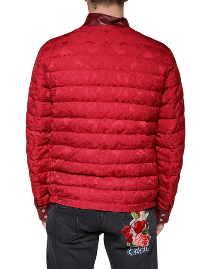  - Dolce & Gabbana Red Quilted Bomber Gold Crown Logo Jacket - TSH7883 - 52 - Ask Me Wear