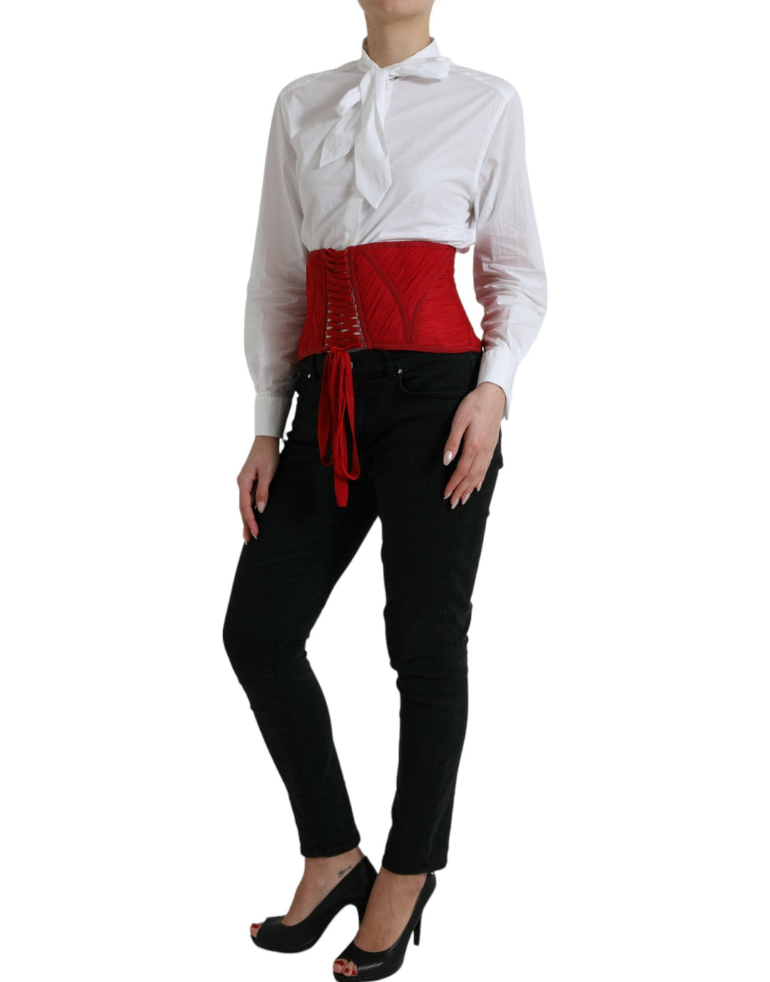  - Dolce & Gabbana Silk Corset Waist Belt in Fiery Red - TSH83755 - 42 - Ask Me Wear