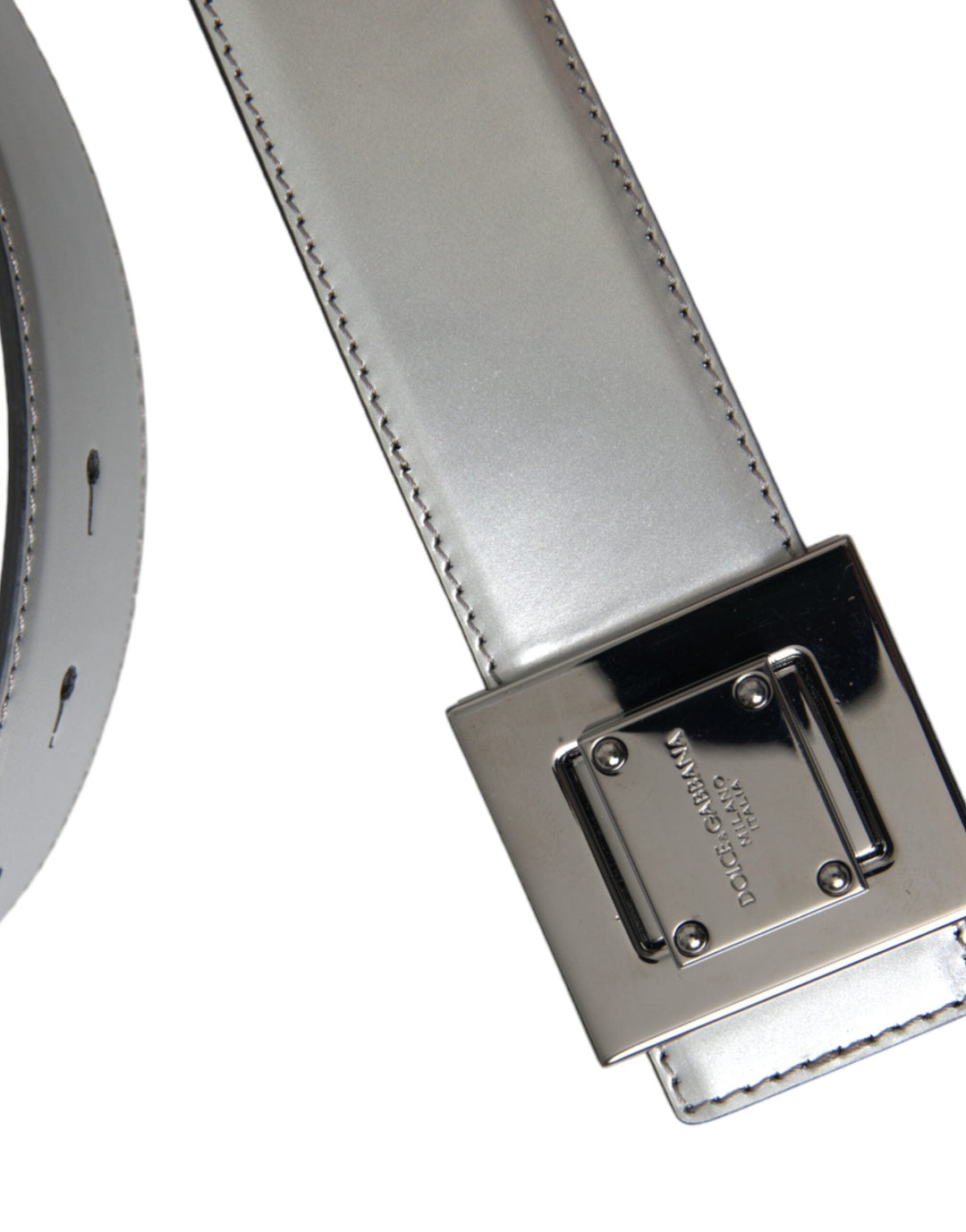  - Dolce & Gabbana Silver Leather Square Metal Buckle Belt - BEL9210 - 85 - Ask Me Wear