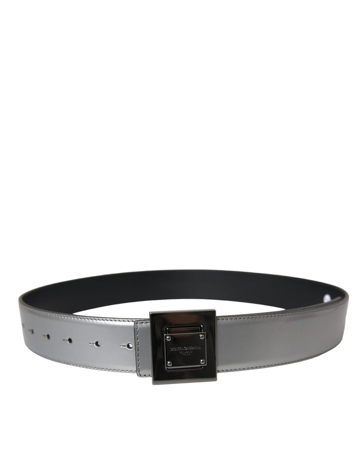  - Dolce & Gabbana Silver Leather Square Metal Buckle Belt - BEL9210 - 85 - Ask Me Wear