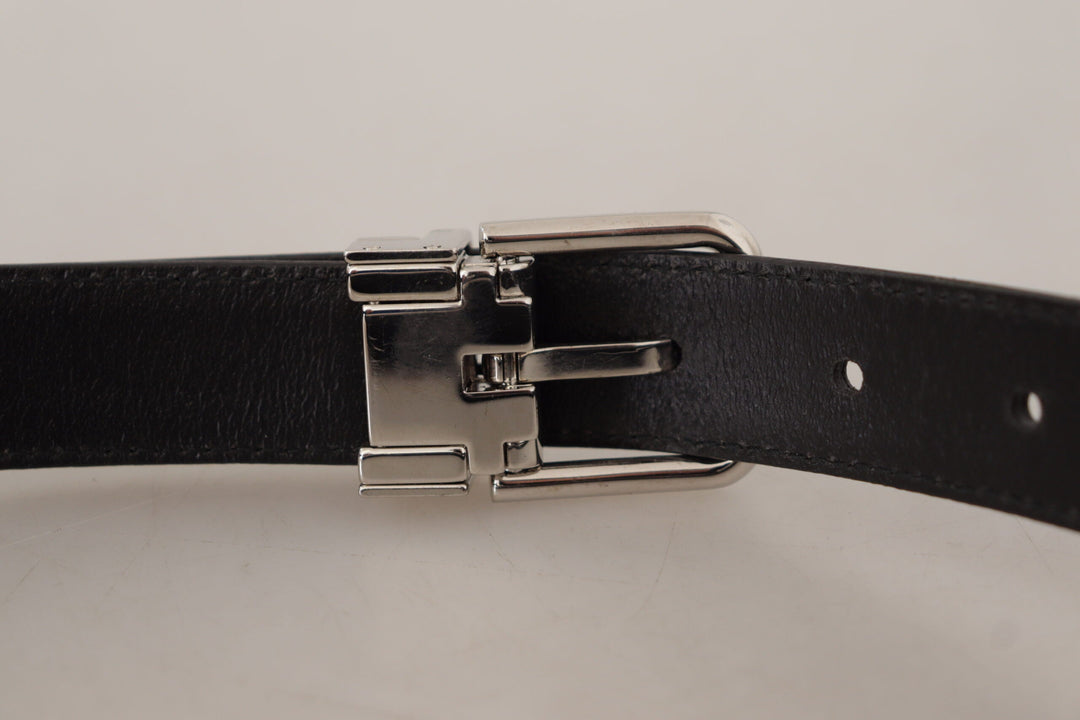  - Dolce & Gabbana Sleek Black Leather Belt with Metal Buckle - BEL8574 - 75 - Ask Me Wear