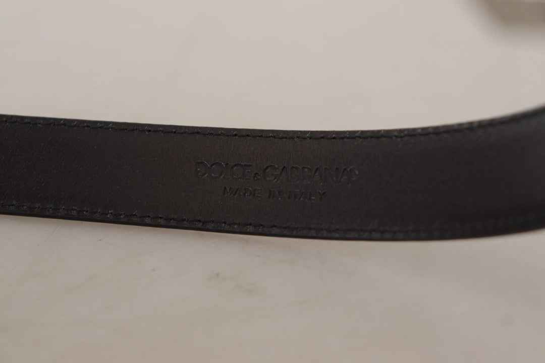  - Dolce & Gabbana Sleek Black Leather Belt with Metal Buckle - BEL8574 - 75 - Ask Me Wear