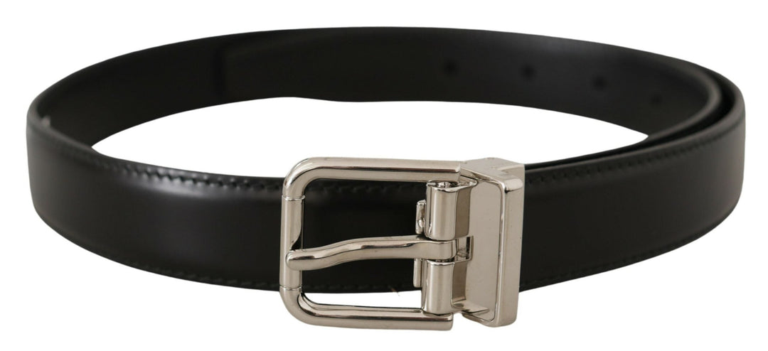  - Dolce & Gabbana Sleek Black Leather Belt with Metal Buckle - BEL8574 - 75 - Ask Me Wear