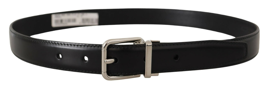  - Dolce & Gabbana Sleek Black Leather Belt with Metal Buckle - BEL8574 - 75 - Ask Me Wear