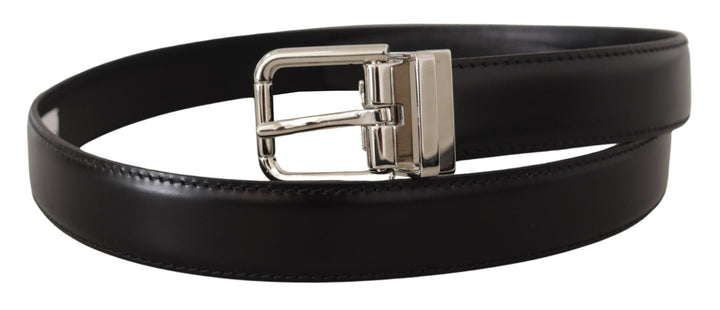  - Dolce & Gabbana Sleek Black Leather Belt with Metal Buckle - BEL8574 - 75 - Ask Me Wear