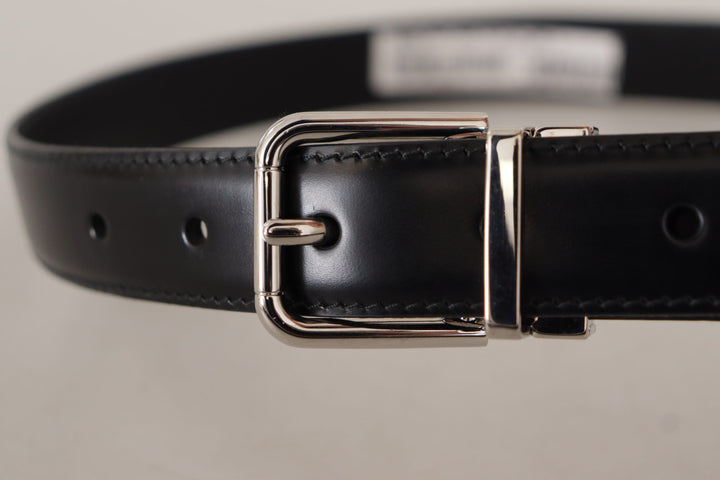  - Dolce & Gabbana Sleek Black Leather Belt with Metal Buckle - BEL8574 - 75 - Ask Me Wear