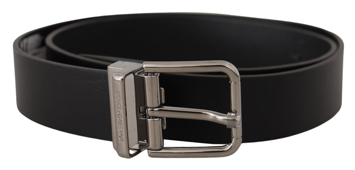  - Dolce & Gabbana Sleek Black Leather Belt with Metal Buckle - BEL8574 - 75 - Ask Me Wear