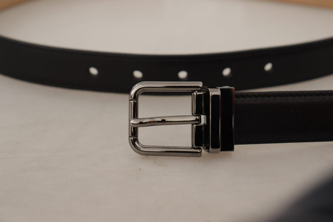  - Dolce & Gabbana Sleek Black Leather Belt with Metal Buckle - BEL8595 - 90 - Ask Me Wear