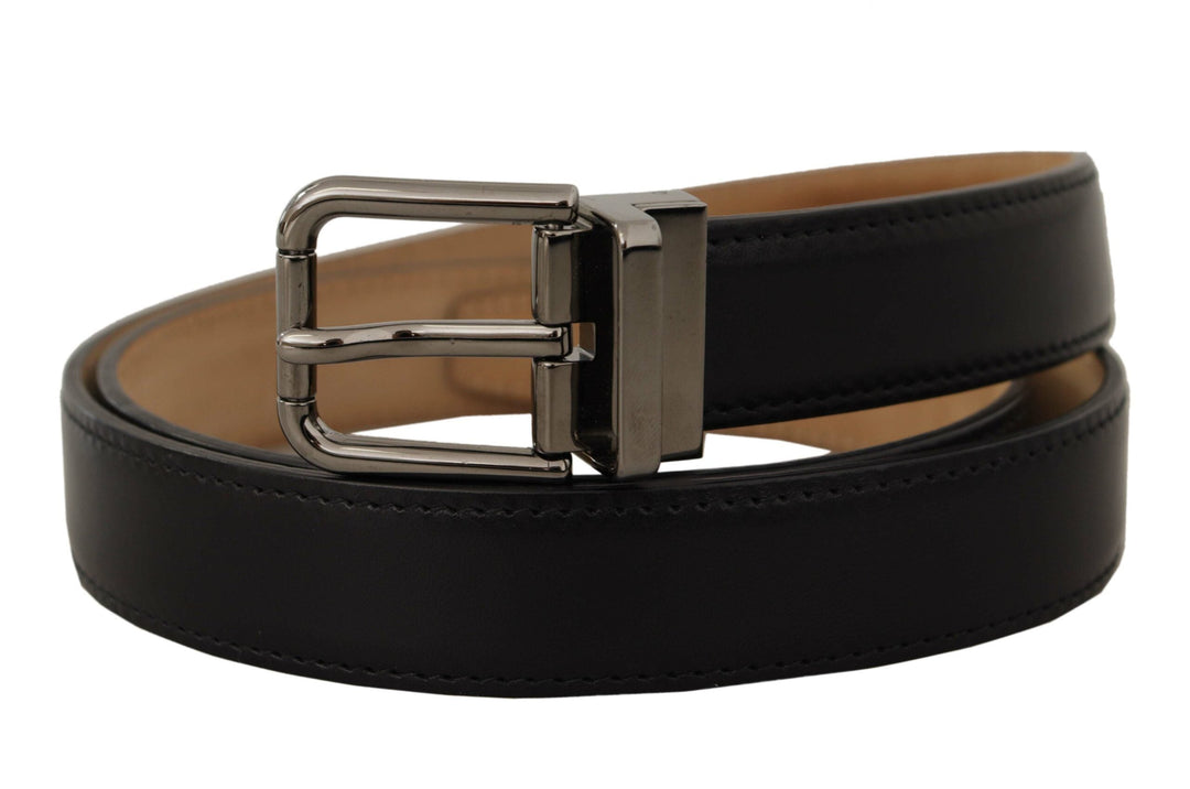  - Dolce & Gabbana Sleek Black Leather Belt with Metal Buckle - BEL8595 - 90 - Ask Me Wear