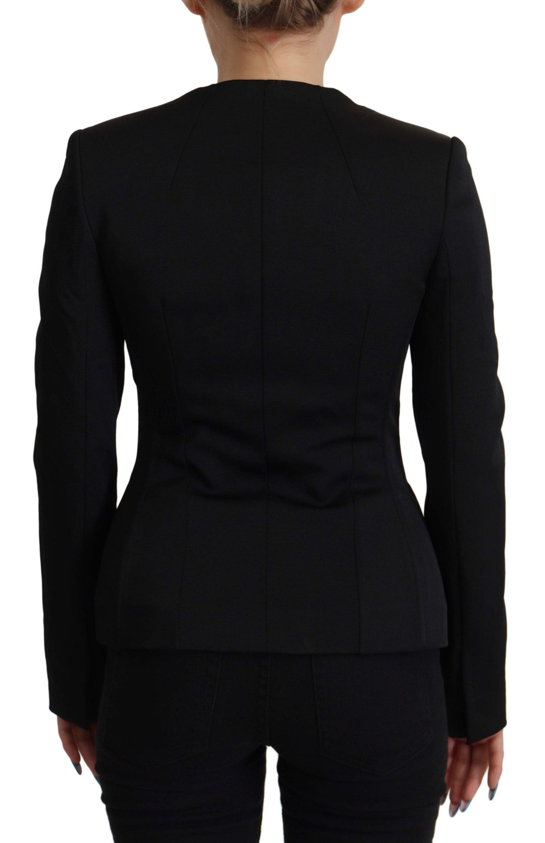  - Dolce & Gabbana Sleek Black Snap Jacket with Silk Lining - JKT3325 - 38 - Ask Me Wear