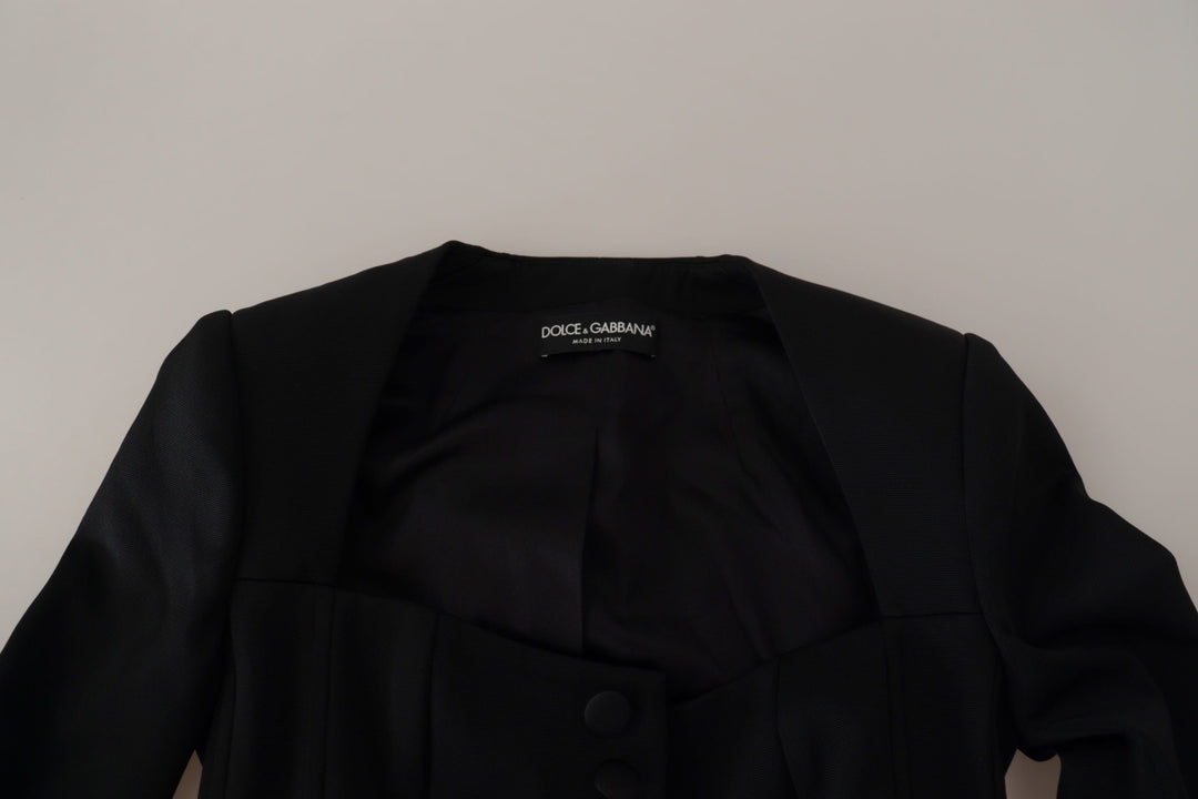  - Dolce & Gabbana Sleek Black Snap Jacket with Silk Lining - JKT3325 - 38 - Ask Me Wear