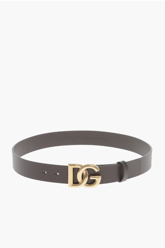 Accessories - Belts - Dolce & Gabbana Solid Color Leather Belt with Golden Buckle 35mm - 8057142361058 - Ask Me Wear