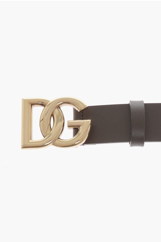 Accessories - Belts - Dolce & Gabbana Solid Color Leather Belt with Golden Buckle 35mm - 8057142361058 - Ask Me Wear