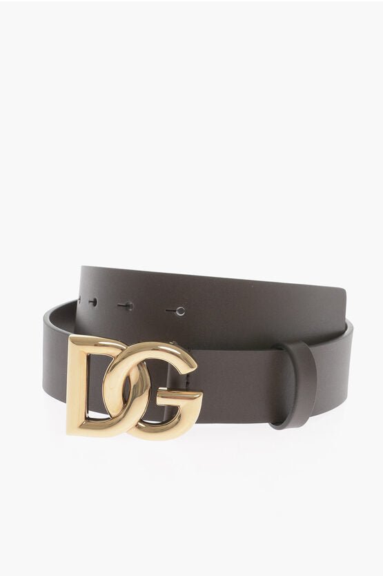 Accessories - Belts - Dolce & Gabbana Solid Color Leather Belt with Golden Buckle 35mm - 8057142361058 - Ask Me Wear