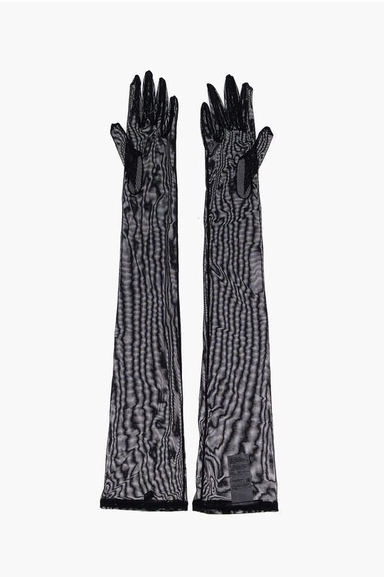 Accessories - Gloves - Dolce & Gabbana Solid Color Stretch Nylon Opera Gloves - GC120240600305 - Ask Me Wear