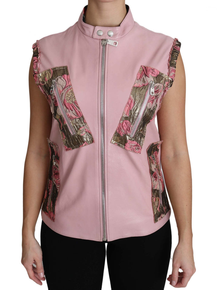  - Dolce & Gabbana Stunning Pink Sleeveless Leather Vest - TSH3200 - 40 - Ask Me Wear