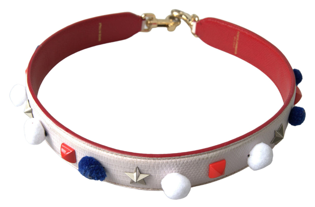  - Dolce & Gabbana Stunning White Multicolor Studded Leather Strap - BEL8965 - Ask Me Wear