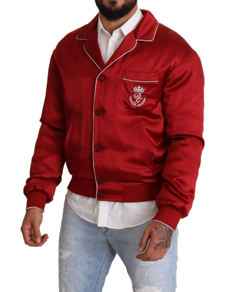  - Dolce & Gabbana Sumptuous Silk Red Bomber Jacket - JKT2914 - 48 - Ask Me Wear