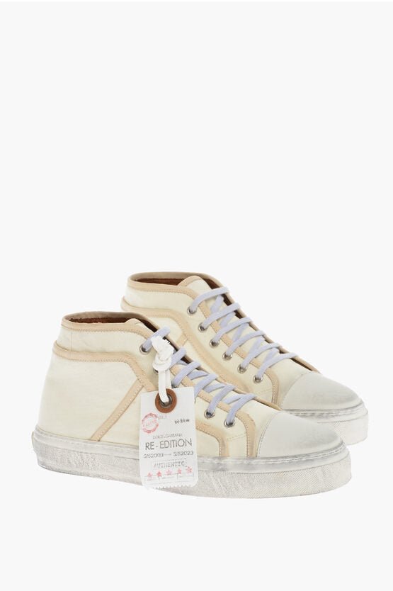 Shoes - Dolce & Gabbana Vintage Effect Leather High - Top Sneakers - 8059579726714 - Ask Me Wear